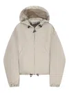 Attico Ice Hooded Zip-front Bomber Jacket In Neutral