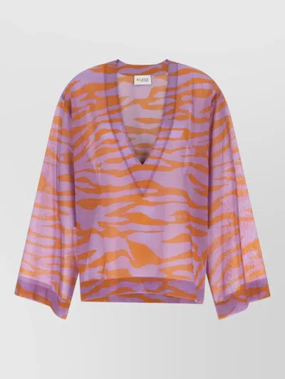 Attico Il Primo Bagno Animal Print V Neck Blouse In Multi