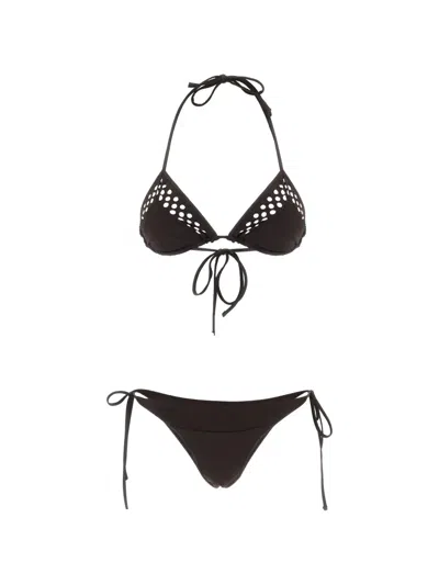 Attico Il Primo Bagno Halter Neck Bikini Cut Out In Black