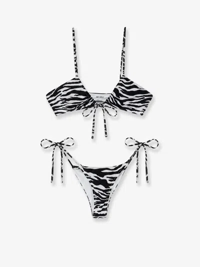 Attico Il Primo Bagno Lycra Bikini With Zebra Print In Black