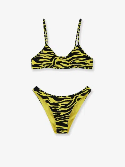Attico Il Primo Bagno Lycra Swimsuit With Zebra Print In Animal Print