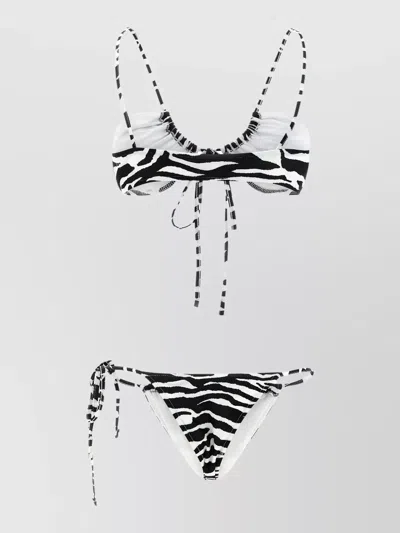 Attico Il Primo Bagno Zebra Bikini Set In Animal Print