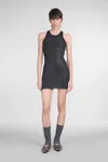 Attico Black Tank Top With Strass Tops Black In Black