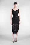 Attico Black Fringed Viscose Blend Knit Midi Dress In Black