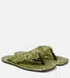 Attico Indie Bandana Printed Thong Sandals In Green
