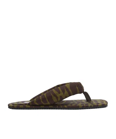 ATTICO ''INDIE'' DARK GREEN AND DARK BROWN FLAT THONG