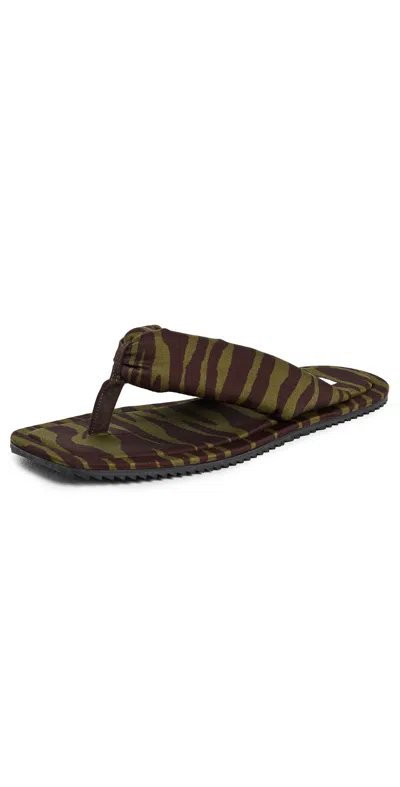 ATTICO INDIE FLAT THONG SANDALS DARK/GREEN/DARK BROWN