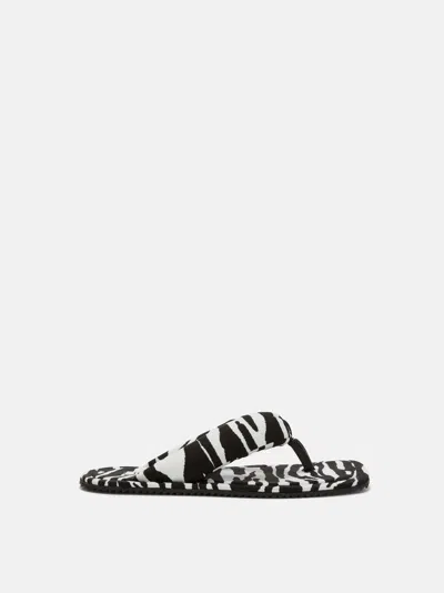 Attico Zebra Printed Indie Flat Thong Sandal In White/black