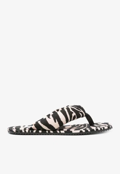ATTICO INDIE ZEBRA PRINT FLAT THONG SANDALS