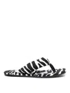 Attico Indie Zebra-print Satin Thong Sandals In Black