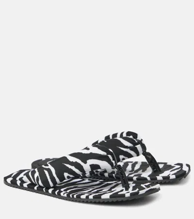 ATTICO INDIE ZEBRA-PRINT SATIN THONG SANDALS