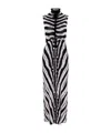Attico Zebra-print High-neck Midi Dress In Black