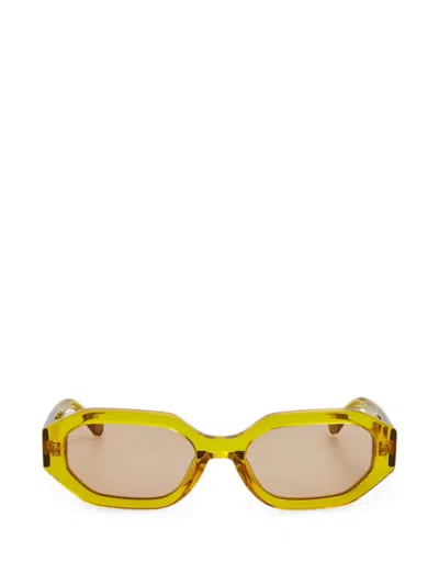 Attico Irene Geometric-frame Sunglasses In Yellow