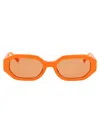 Attico Irene Squared Acetate Sunglasses In Orange/silver/orange