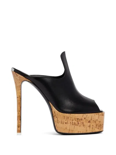 Attico Ornella Patent Leather Platform Slingback Pumps In Black