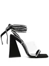 Attico Isa 115mm Embellished Leather Sandals In Black