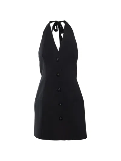 Pre-owned Attico Isabel Halter-neck Mini Dress In Black