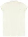 Attico Ivory Logo-raised Ribbed Top In Off White