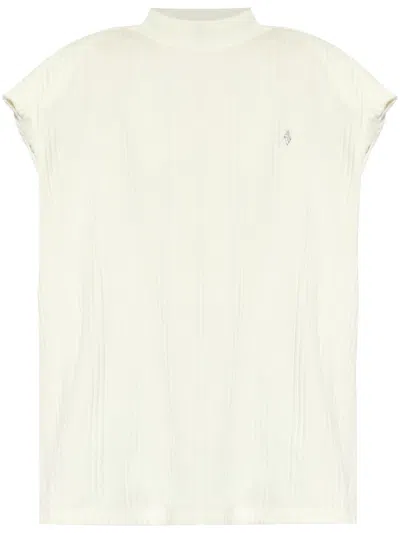 Attico Ivory Logo-raised Ribbed Top In White