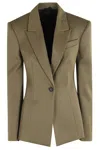 Attico Single-button Padded-shoulder Blazer In Brown