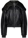 Attico Nappa Bomber Jacket With Oversized Hood In Black