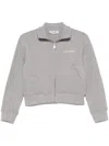 Attico Cropped High Collar Knit Jacket In Gray