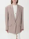 Attico Oversize Glen Blazer Wool Jacket In Beige