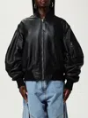 Attico Anja Bomber Leather Jacket In Black