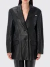 Attico Oversized Black Lamb Leather Coat In Black