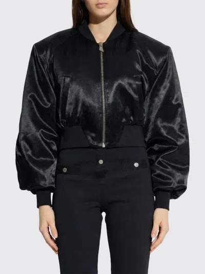 Attico Satin Bomber Jacket In Black