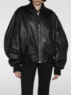 Attico Bomber Jacket With Ribbed Collar And Zip Pockets In Schwarz