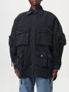 Attico Fern Oversized Cotton Canvas Jacket In Schwarz