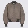 Attico Grey Bomber Jacket With Front Zip Closure And One Zipped Pocket On The Sleeve In Tech Fabric Woman In Brown