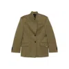 Attico Structured Asymmetrical Jacket With High Collar In Green