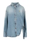 Attico Diana Denim Shirt Jacket In Blue