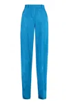 Attico Jagger High Waist Stretch Wool Trousers In Capriblue