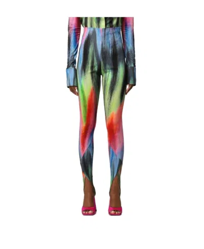 Attico Jamie Abstract-print Leggings In Blue