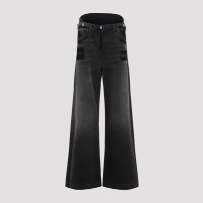 Attico Low Rise Wide Jeans In Black