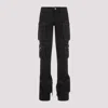 Attico Dark Wash Cargo Jeans With Logoed Buttons 15cm In Black
