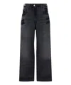 Attico Layered Waist Wide-leg Jeans In Black