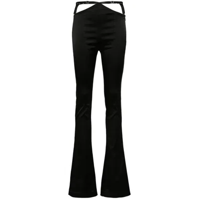 Attico High Waist Flared Leg Trousers In Black