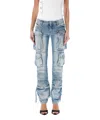 Attico Essie Flared Cargo Pants In Blue