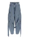 Attico The  Light Blue Denim Long Pants In Blue
