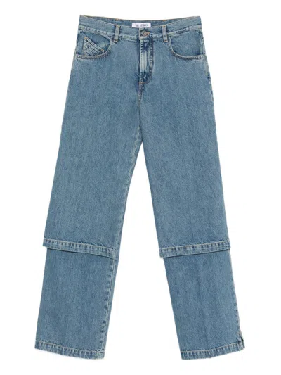 Attico Blue Jeans With Logo Detail On The Pocket And Logo Patch On The Rear In Denim Woman