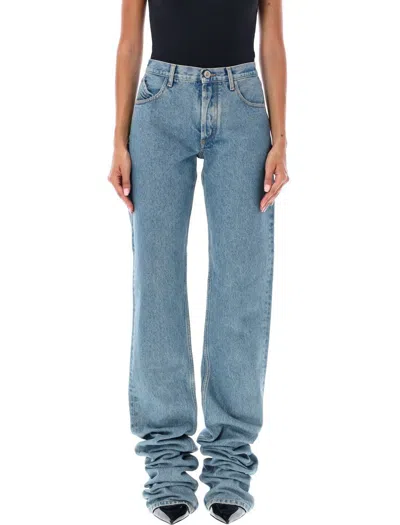 Attico Skinny Denim Jeans 5 Pockets In Sky Blue