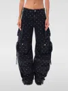 Attico Fern Embellished Low-rise Wide-leg Cargo Jeans In Schwarz