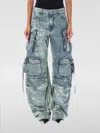 Attico Fern Cargo Denim Pants In Hellblau
