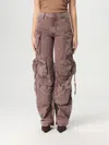Attico Pink Jeans With Logo Patch On The Rear And Turn-up Cuffs In Pink