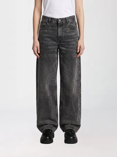 Attico Overdyed Denim Pants With Cut-outs In Black