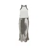 Attico Jersey And Sequins Midi Dress In Silver